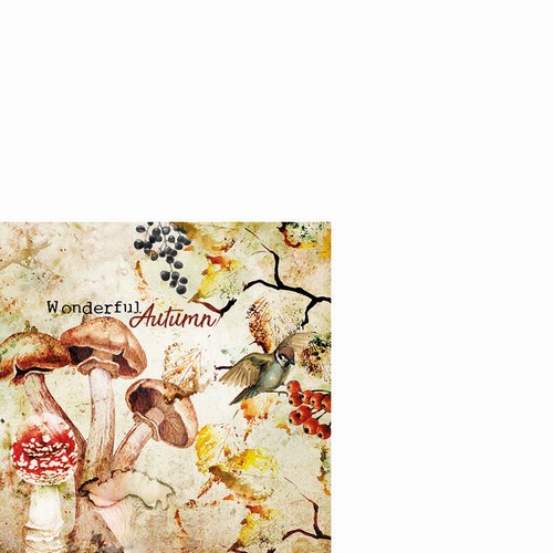 20 kleine Cocktailservietten Wonderful Autumn - Herbstdetails Vintage 25x25cm