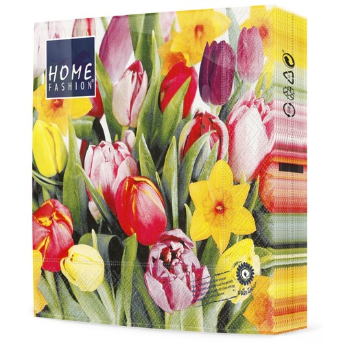 20 Servietten Bouquet of Tulips - Narzissen und Tulpen 33x33cm