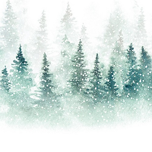 20 Servietten Winteridyll - Schneebedeckter Winterwald 33x33cm