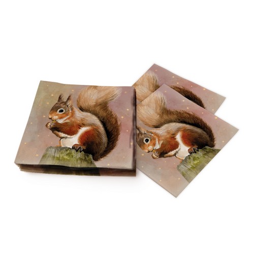 20 Servietten Judy - Eichhörnchen mit Sterne 33x33cm
