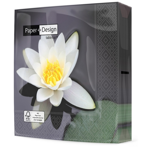 20 Servietten Waterlily bloom - Wasserlilie im Teich 33x33cm