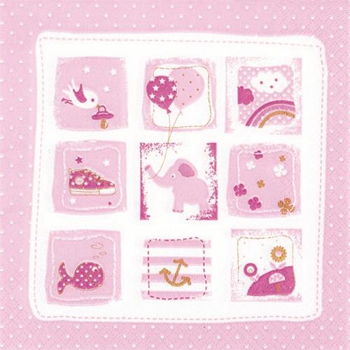 RP 20 Servietten Little One rose - Baby Momente rosa 33x33cm