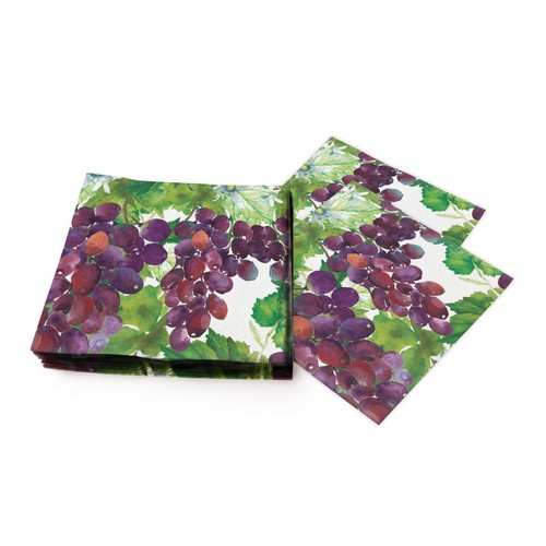 20 Servietten Vineyard elegance - Schön gemalte Weintrauben 33x33cm