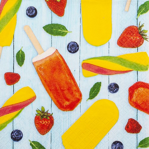 20 Servietten Popcicles - Leckeres Eis am Stiel 33x33cm