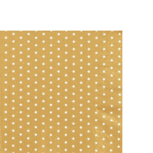 20 kleine Cocktailservietten Mini Stars gold - Mini Sterne gold 25x25cm