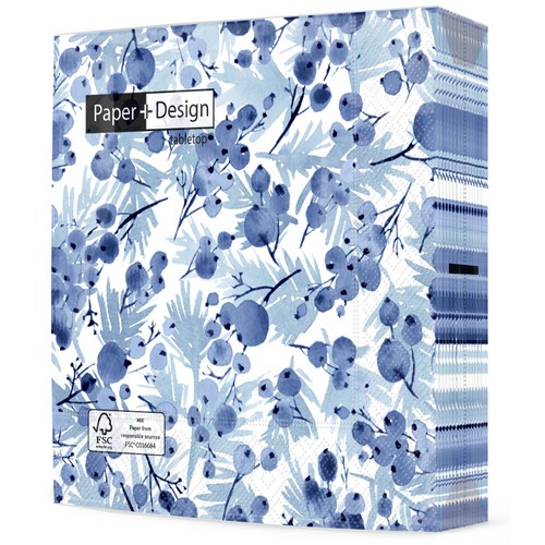 20 Servietten Blue Twigs - Blaue Zweige 33x33cm