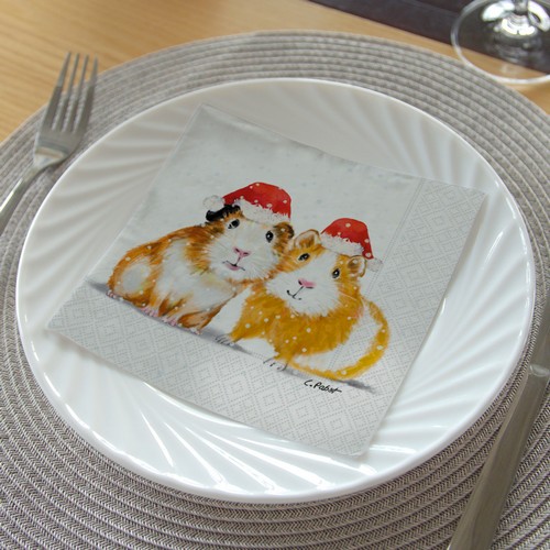 20 Servietten Paula & Paul Winter - Hamster mit Weihnachtsmütze 33x33cm