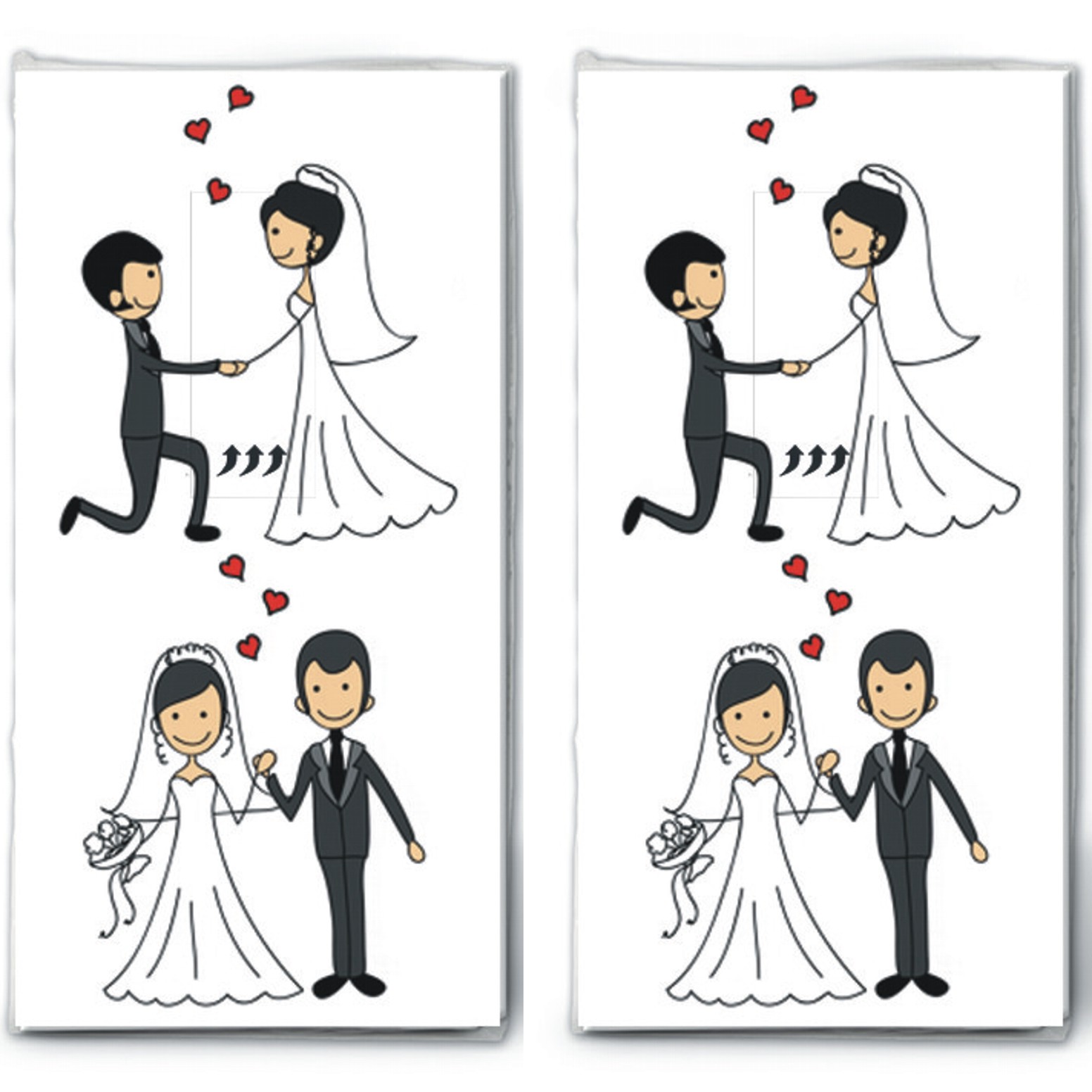 2x 10 Taschentücher Married Couple - Verliebtes Hochzeitspaar