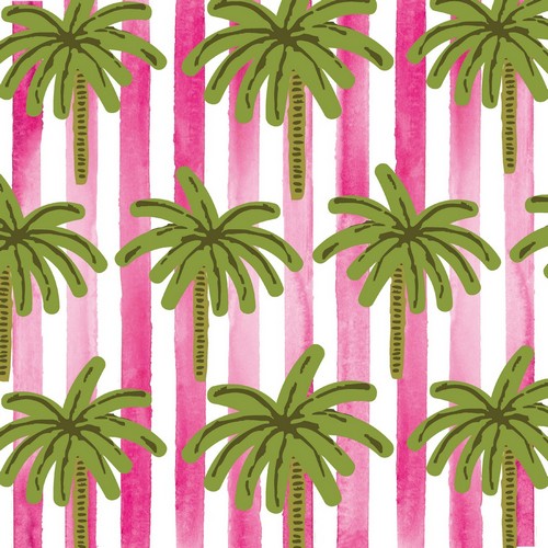 20 Servietten Cabana palms - Palmen-Muster auf Streifen 33x33cm