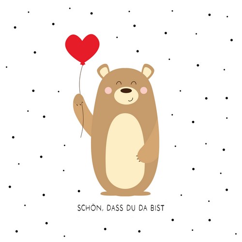 20 Servietten Tapsy Bear - Bär mit Herzballon 33x33cm