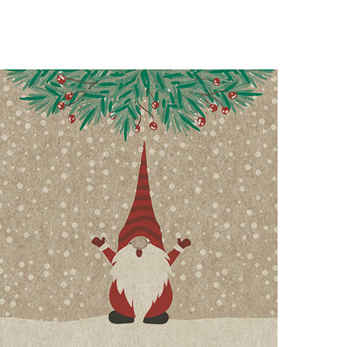 25 kleine Cocktailservietten nachhaltig Happy Santas - Fröhliche Weihnachtswichtel 25x25cm