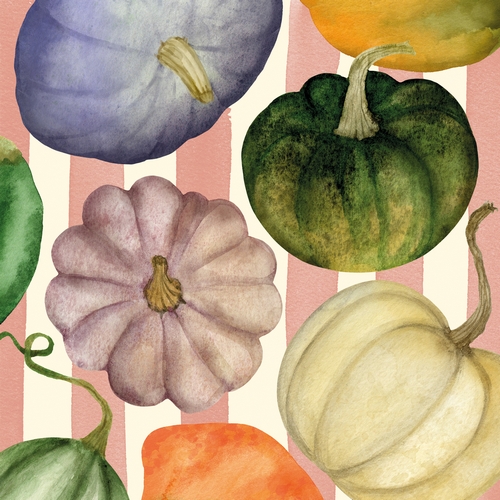 20 Servietten Pumpkin & Stripes - Leckere Kürbisse auf Streifen 33x33cm