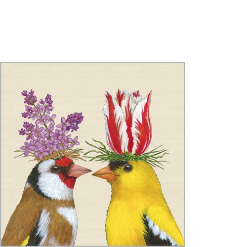 20 kleine Cocktailservietten Spring Romance 25x25cm