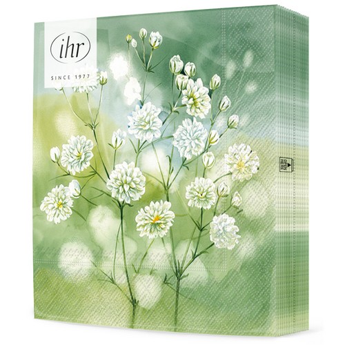 20 Servietten Little Beauties - Wiesenblumen in grüner Natur 33x33cm