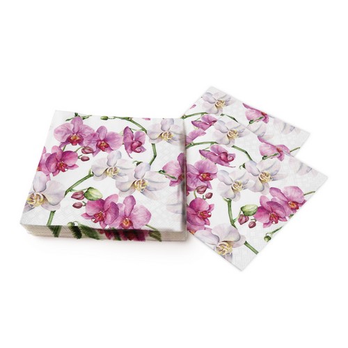 Orchideen Servietten Für Serviettentechnik - 33x33 Cm, 20 Stück, Elegantes Design Für Tischdeko