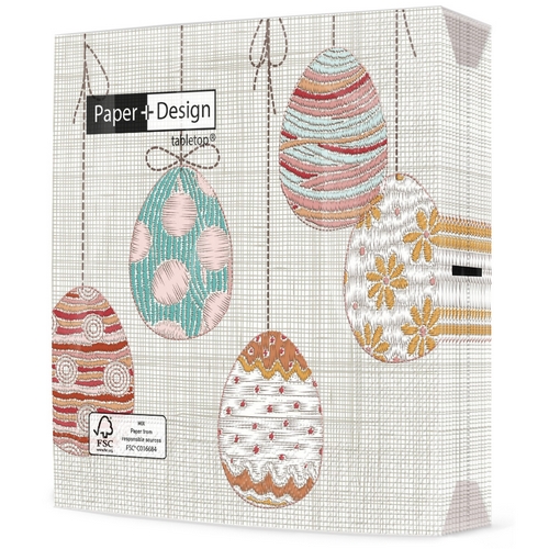 20 Servietten Crafted Easter - Ostereier auf Leinen 33x33cm
