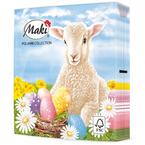 20 Servietten Lamb with Easter Eggs - Lamm am Osterkorb 33x33cm