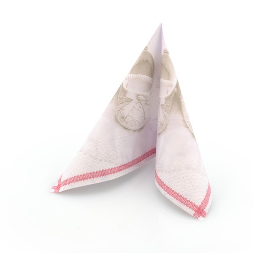 RP 20 Servietten Follow Me rosa - Babyschuhe rosa 33x33cm