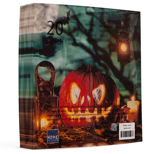 20 Servietten Halloween! - Gruseliger Kürbis 33x33cm