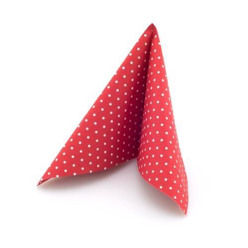 20 Servietten Mini Dots red/white - Mini-Punkte rot/weiß 33x33cm