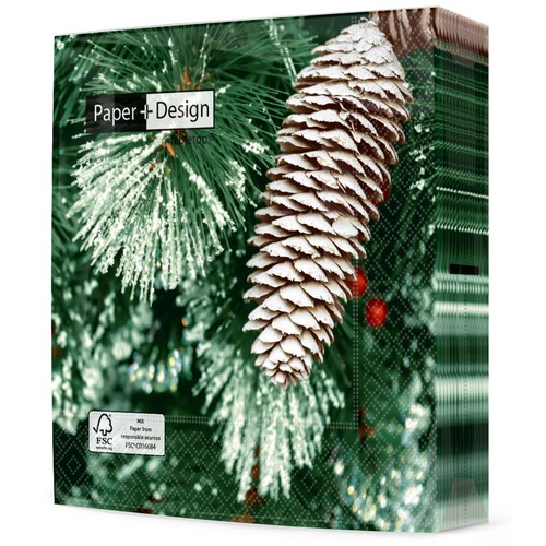 20 Servietten Lone Cone - Einzelner Zapfen an Zweige 33x33cm