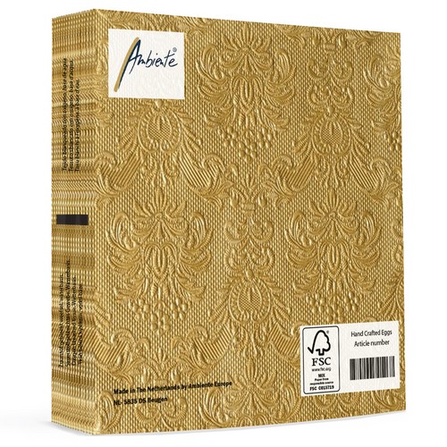15 geprägte Servietten Elegance gold 33x33cm