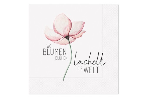 20 Servietten Blüte - Lächelnde Welt mit Blume 33x33cm