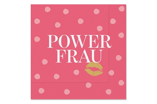 20 Servietten Kussmund - Power-Frau mit Punkte 33x33cm