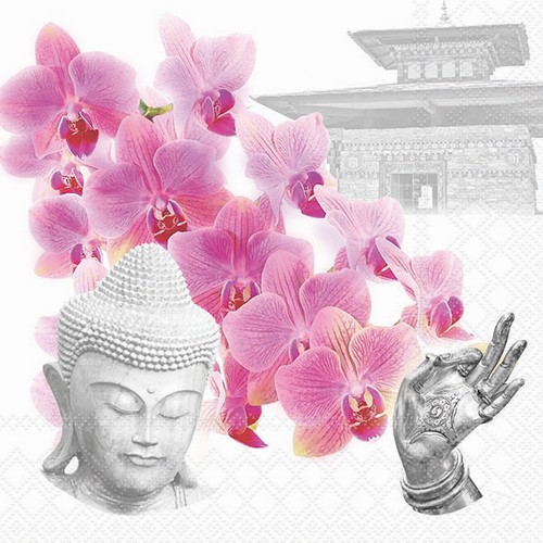 20 Servietten Orchids of Buddha - Orchideen an Buddha 33x33cm