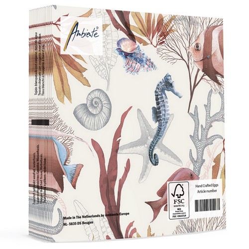 20 Servietten Seahorse - Seepferdchen und Fische im Ozean 33x33cm