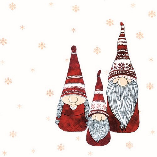 20 Servietten Tomte - Rote Wichtelfamilie 33x33cm