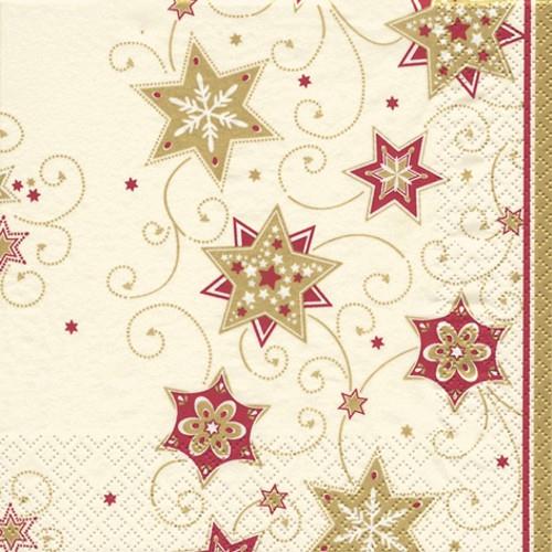 20 Servietten Stars & Swirls gold - Sterne & Wirbel gold 33x33cm