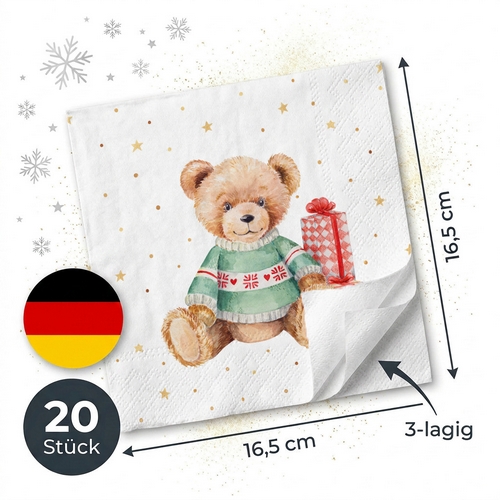 20 Servietten Teddy -  33x33cm