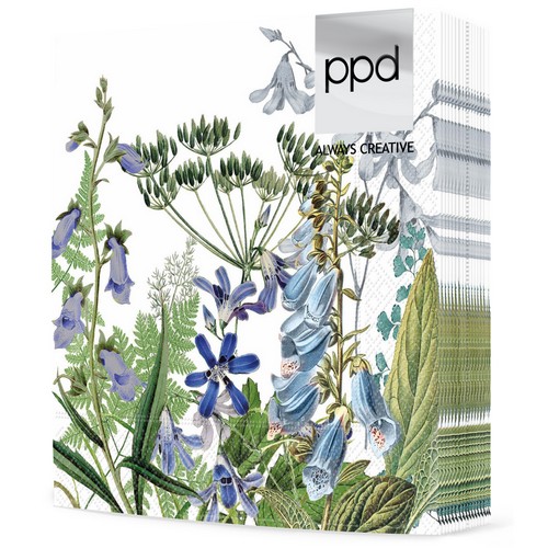 20 Servietten Donatella - Wilde Naturwiese mit Fingerhut 33x33cm