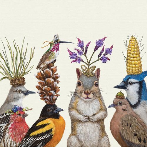 20 Servietten Party Snacks? - Treffpunkt der Tiere mit Kopfschmuck 33x33cm