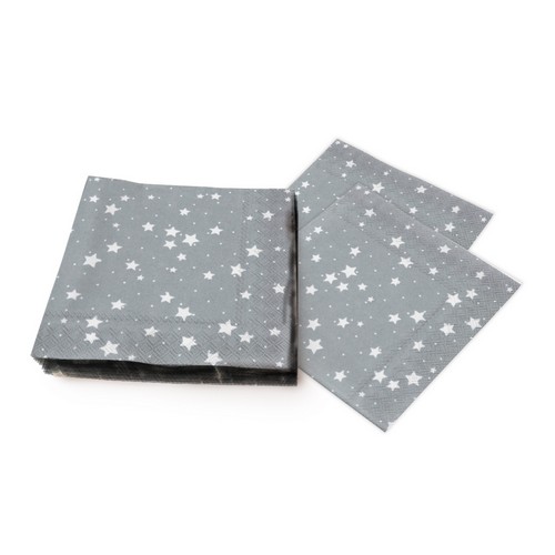 20 Servietten Stella Di Natale silver - Sternenschauer auf Silber 33x33cm