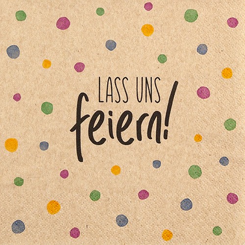 20 Servietten aus Recycling-Papier Lass uns feiern! - Feiern mit bunten Punkten 33x33cm