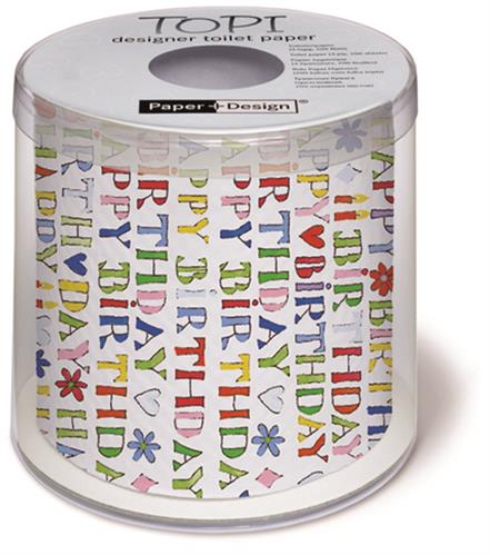 Toilettenpapier Rolle bedruckt Happy Birthday
