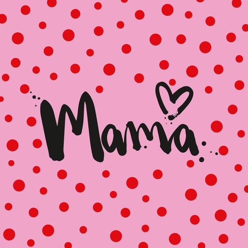 20 Servietten Formart Mama - Mama an roten Punkten 33x33cm