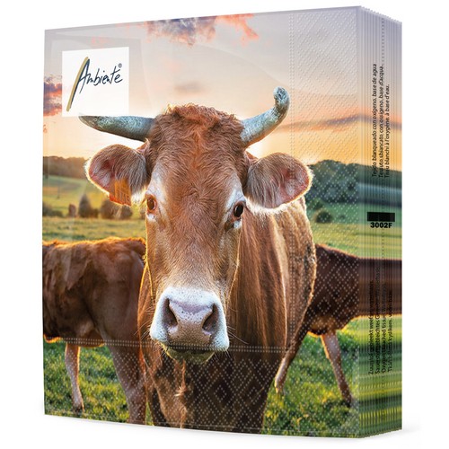 20 Servietten Cow in Sunset - Kuh im Sonnenuntergang 33x33cm