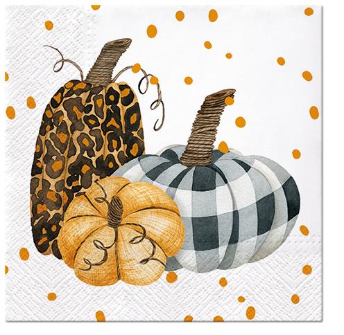 20 Servietten Fancy Pumpkins - Kürbisse mit Muster 33x33cm