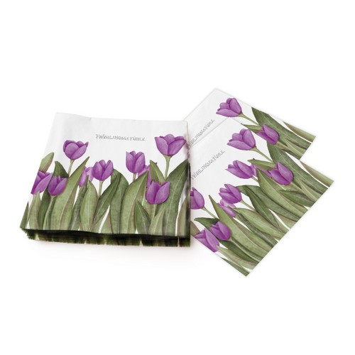 20 napkins Spring fever - Purple tulip meadow 33x33cm