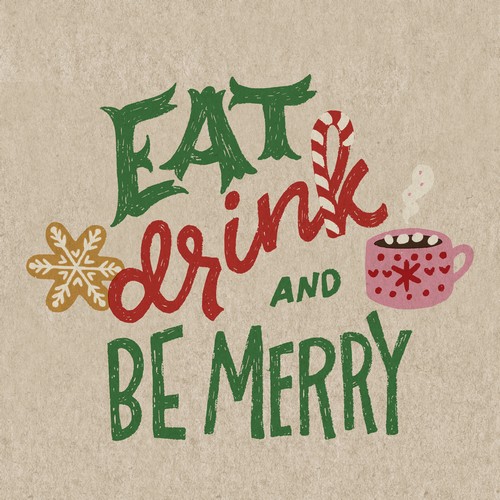 25 Servietten nachhaltig Eat drink be merry - Essen, trinken und fröhlich sein 33x33cm