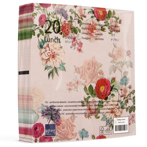 20 Servietten Elisabeth rose - Vintage Blumen-Komposition rosa 33x33cm