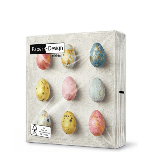 20 kleine Cocktailservietten Dreamy eggs - Marmorierte Eier 25x25cm