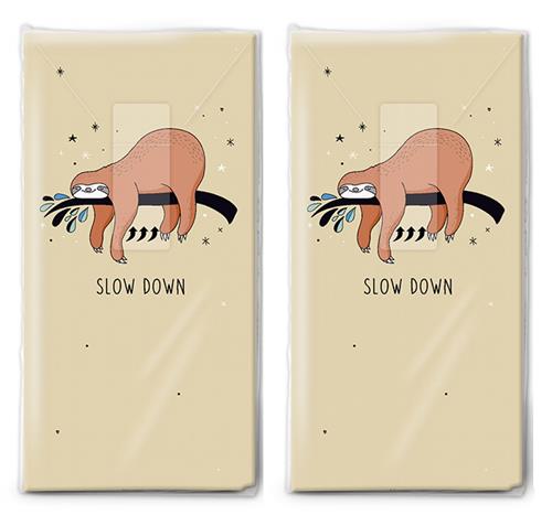 2x 10 Taschentücher Slow Down - Faultier - Immer langsam