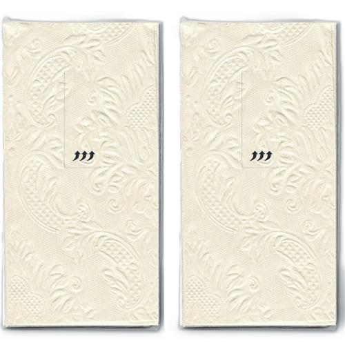 2x 10 Taschentücher Moments Ornament creme beige - Uni creme/beige mit Ornamente geprägt