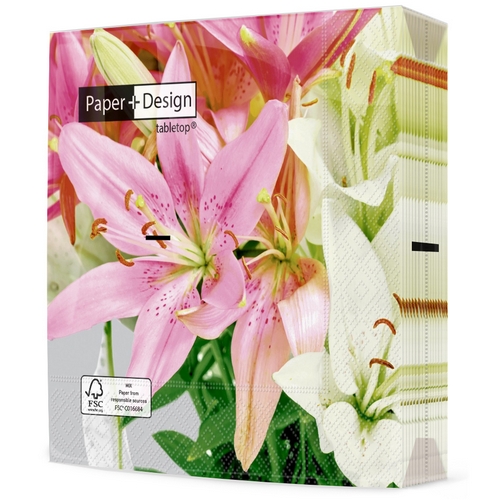 20 Servietten Pure lily - Lilien in schönen Farben 33x33cm