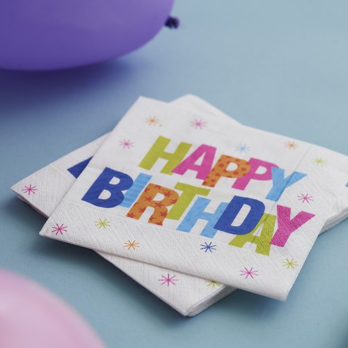 20 Servietten Birthday Stars – Happy Birthday mit Sterne 33x33cm