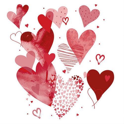 20 Servietten With Love red - Herzen aus Liebe 33x33cm